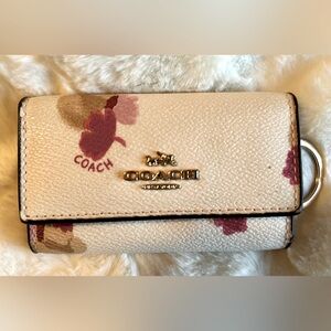 Used Flowered Coach Key Holder/Card Holder